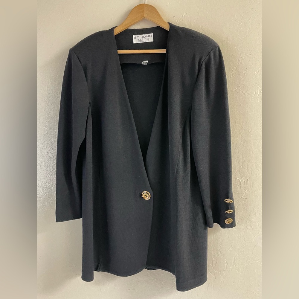 S.T John Basic By Marie Gray Santana Knit single breasted blazer Cardigan